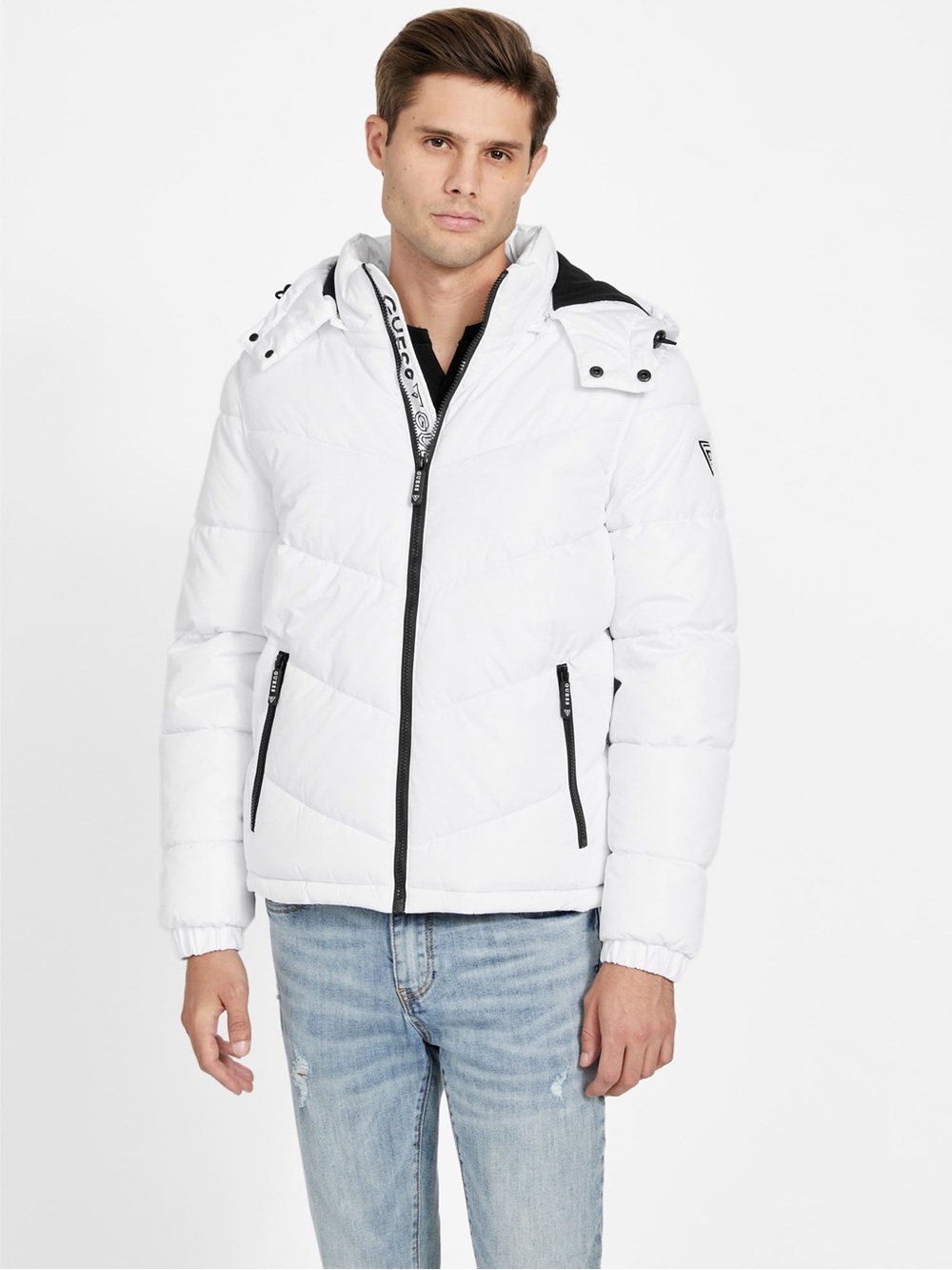 GUESS NWT Men’s White Quilted Puffer Jacket XXL